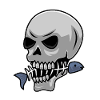 Fishing skull with fish