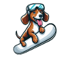 Dackel Hund Snowboard Comics Winterspaß
