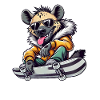 Funny Hyena Skateboard Comic Style