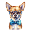 Chihuahua mit Brille und Fliege