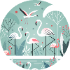 Flamingo Illustration in Tropical Environment