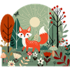 Fröhlicher Fuchs im sonnigen Wald