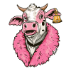 modische Mode-Kuh in pinker Jacke