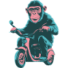 Cooler Affe auf einem Retro-Scooter