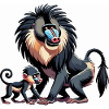 Mandrill mother and child