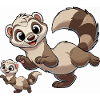 Mère furet avec enfant