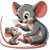Mouse mother plays with child