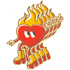 Multidimensional Retro Flaming Heart Mascot