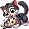 Cat mother and lying child