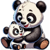 Panda-Mutter mit Kind