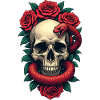 Skull Roses and Snake