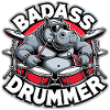 Badass Drummer Hippo Cool Gift