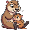 Kapibara plays with child
