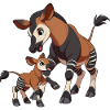 Okapi mother and child