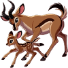 Antelope mother with young