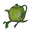 Romantic tea time, green teapot
