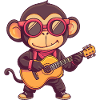 Singe avec contrebassiste guitare