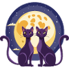 Deux chats devant la lune