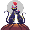 Two cats with heart