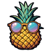 Tropical pineapple with sunglasses