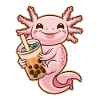 Kawaii Axolotl with Japanese Bubble