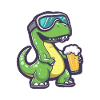 Dinosaur brontosaurus après-ski beer