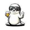 Seal animal après-ski beer