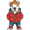 Bull Terrier Dog Funny Winter