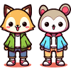 Cute animal characters in jackets