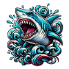 requin vagues puissantes tatouage oeuvre