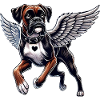 Elegant Hund Angel Boxer med Wings Hjerte