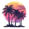 Retro Sonnenuntergang mit Palmen