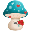 cute valentine mushroom with flowers