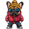 French Buldog Dog Funny Winter