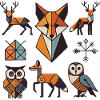 Geometric forest animals