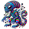 Buntes Alien-Kreatur Muster