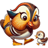 Mandarin duck with young