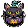 Cat Cauldron Cat Witch Halloween