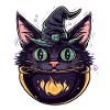 Cat Cauldron Cat Witch Halloween