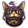 Cat Cauldron Cat Witch Halloween