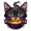 Cat Cauldron Cat Witch Halloween