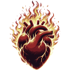 Burning heart in flames