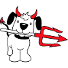 Hund, Djävul,, Helvetet, Ondska, Trident, Horn, Cool