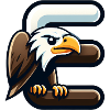Majestic eagle with letter E