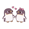 Cute Penguins Couple Holding Flippers