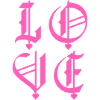 Love with hearts stacked blackletter