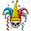 Skull with fool's cap for carnival