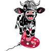 Funny Calf with Heart Balloon