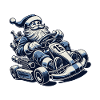 Weihnachtsmann Go-Kart Retro Stil