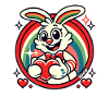 Lapin arc-en-ciel avec coeur